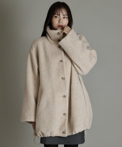 尾州アンゴラパイルフレアボアコート 