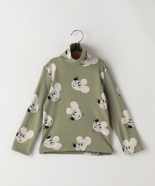 SHIPS KIDS(シップスキッズ)/BOBO CHOSES:100～120cm / MOUSE PRINT TURTLE NECK/ライトグリーン