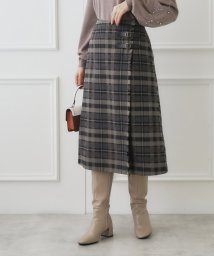Couture Brooch(クチュールブローチ)/合皮ベルト付Aラインスカート/グレー（212）