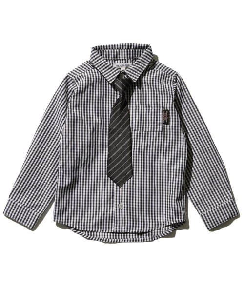 SHOO・LA・RUE(Kids) (シューラルーキッズ)/【110－140cm/プチセレ】ネクタイ付きシャツ/ブラック（819）