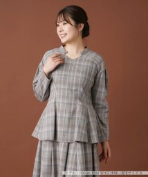 Leilian/【セットアップ対応商品】チェックペプラムブラウス【Leilian：EZUMI】/505686174