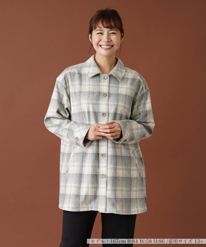 オンブレチェックシャツジャケット【Leilian WHITE LABEL】(505707404