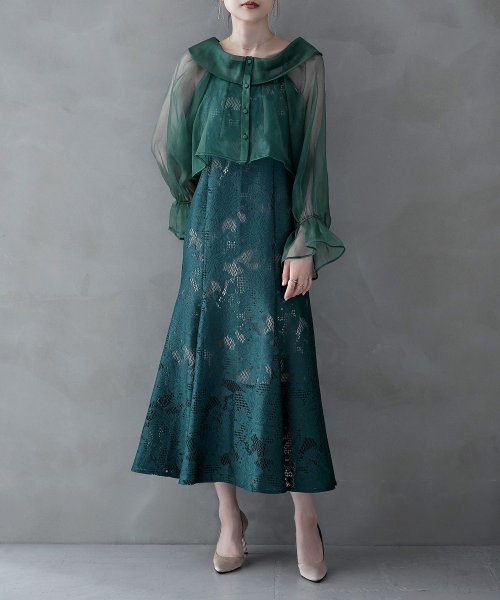 etoll. エトル シアーブラウス&マーメイドキャミソール セット ドレス 結婚式 パーティードレス オケージョン ワンピース お呼ばれ 二次会 マルチway ワンピース エトル ポリエステル100％ 着丈 5cm バスト 裾まわり