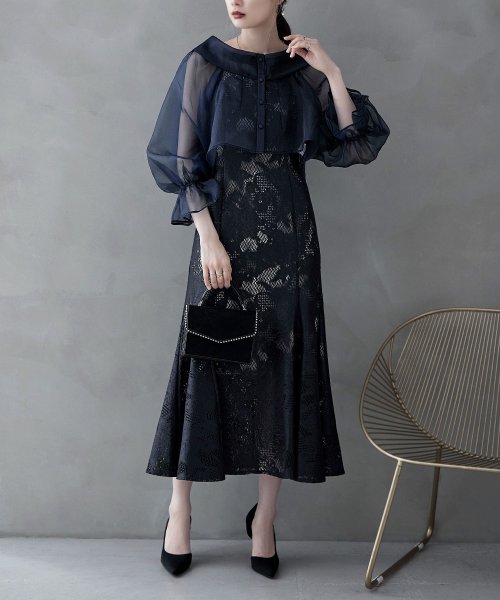 etoll. エトル シアーブラウス&マーメイドキャミソール セット ドレス 結婚式 パーティードレス オケージョン ワンピース お呼ばれ 二次会 マルチway ワンピース エトル ポリエステル100％ 着丈 5cm バスト 裾まわり