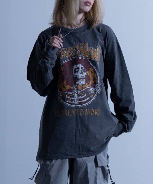 Nylaus(ナイラス)/Vintage Like L/S Band Print T－shirt / ヴィンテージライク ロングスリーブ バンドTシャツ/ブラック