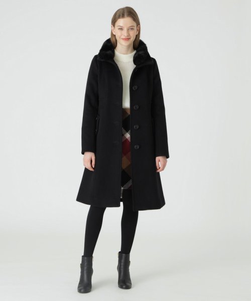 ファインウールダブルビーバースタンドカラーコート 