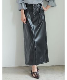 Re:EDIT(リエディ)/[低身長/高身長サイズ有]メタリックフェイクレザータイトスカート/ブラック