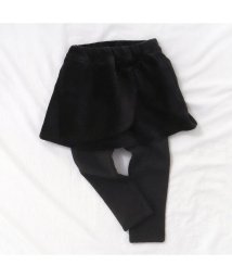 apres les cours(アプレレクール)/WEB限定 裏起毛スカート付きパンツ/ブラック