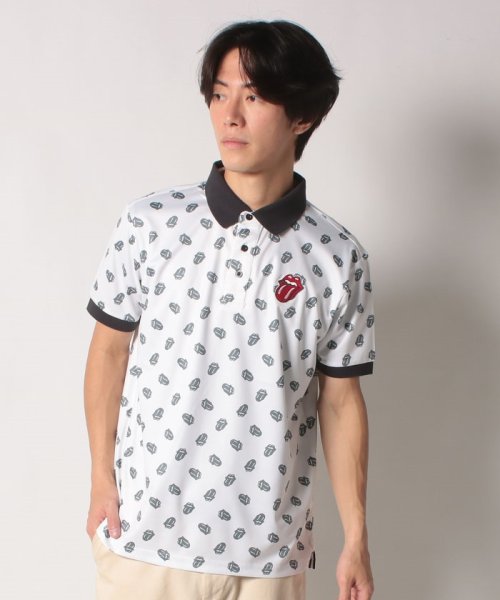 BACK SPIN! (バックスピン)/RS LICKS Pattern POLO SHIRT/ホワイト