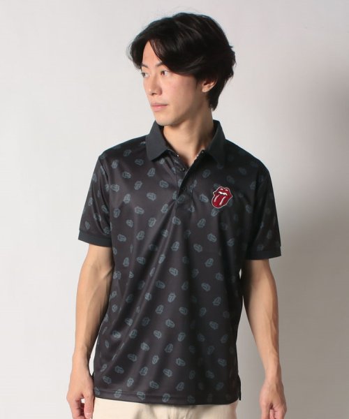 BACK SPIN! (バックスピン)/RS LICKS Pattern POLO SHIRT/ブラック