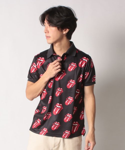 BACK SPIN! (バックスピン)/RS  Red Lick Pattern POLO SHIRT/ブラック