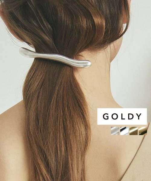 GOLDY(GOLDY)/【GOLDY】フローイング ライン バレッタ シルバー ゴールド オケージョン 結婚式 アクセサリー / 6220203/シルバー2