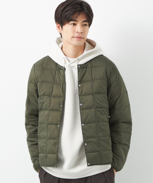 green label relaxing(グリーンレーベルリラクシング)/【WEB限定】＜TAION＞ベーシック クルーネック ボタン インナー ダウンジャケット/OLIVE