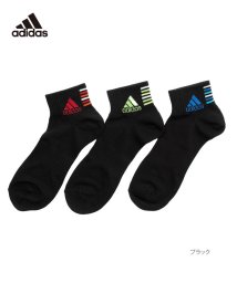 MAC HOUSE(men)(マックハウス（メンズ）)/adidas アディダス クォーターソックス カラーロゴ 3足組 06E28W/ブラック