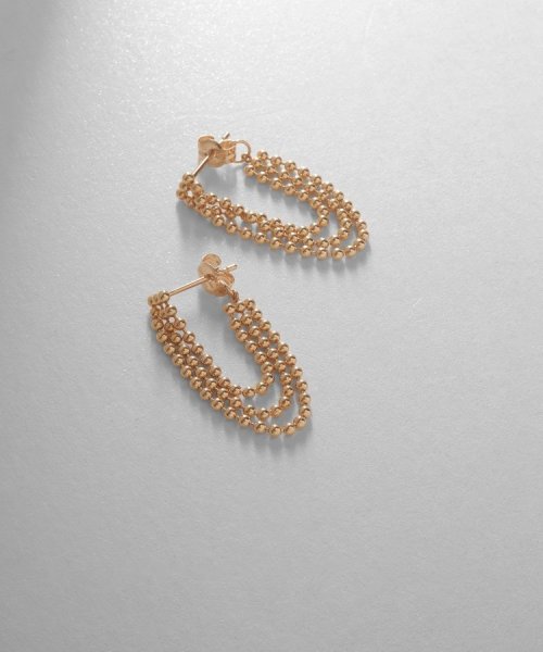 K10ボール3連チェーン フープピアス 