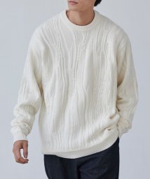 coen(coen)/ルーズシルエットヴィンテージライクジャガード柄ニットプルオーバー/OFFWHITE