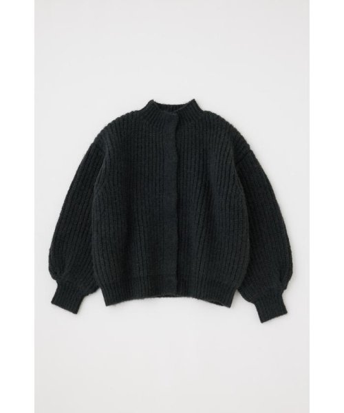 moussy(マウジー)/TUCK SLEEVE KNIT カーディガン/BLK