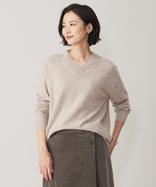 J.PRESS LADIES(J．プレス　レディス)/【洗える】CASHMERE BLEND Vネック ニット/ベージュ系