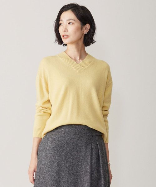 J.PRESS LADIES(J．プレス　レディス)/【洗える】CASHMERE BLEND Vネック ニット/イエロー系