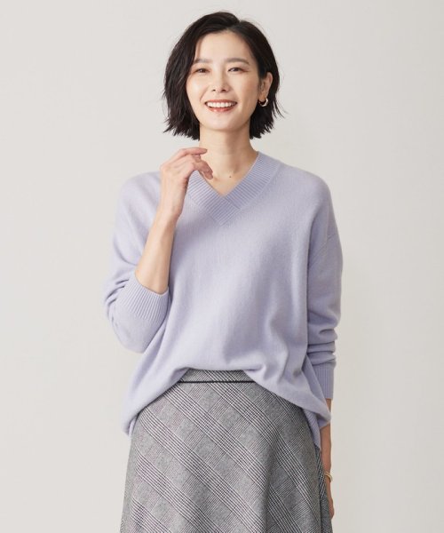 J.PRESS LADIES(J．プレス　レディス)/【洗える】CASHMERE BLEND Vネック ニット/ふじ色系