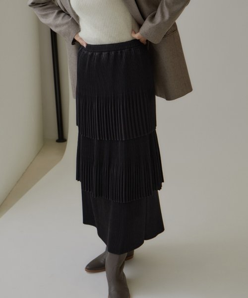 プリーツティアードスカート 