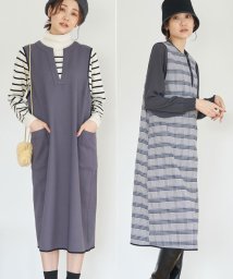 ROPE' PICNIC(ロペピクニック)/【一部店舗限定】チェック&無地ジャンパースカート/リバーシブル対応/ライトグレー（08）