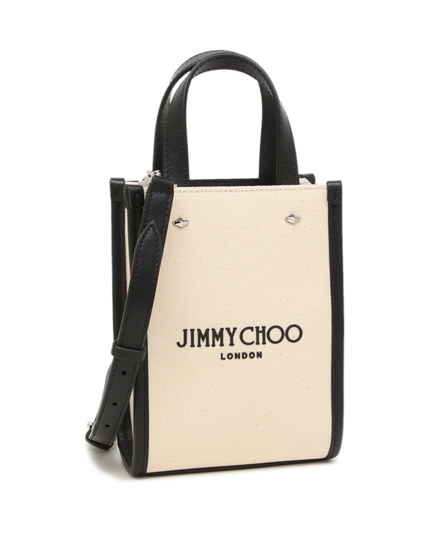 【美品】JIMMY CHOO MARIANNE/S リネン 2WAYハンドバッグ