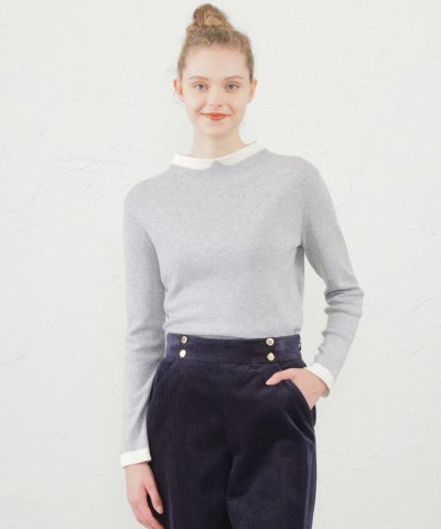 【金子綾さん着用】Cleric Collar Knit グリッターロングスリーブ