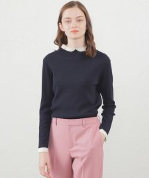 MACKINTOSH PHILOSOPHY(マッキントッシュ フィロソフィー)/【金子綾さん着用】Cleric Collar Knit グリッターロングスリーブ/ネイビー