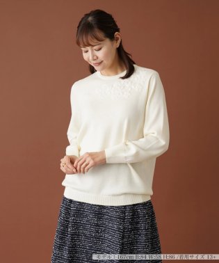 Leilian PLUS HOUSE/スパンコール刺繍クルーネックニット【プラス企画】/505707412