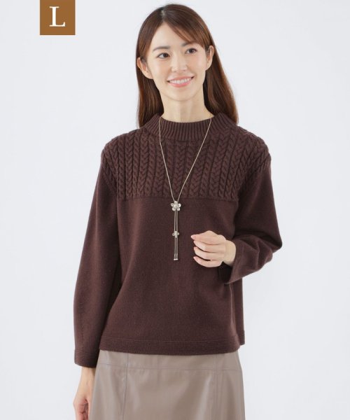 【L】【ウォッシャブル】エアリーウールミニケーブルボトルネックニット ウォッシャブル