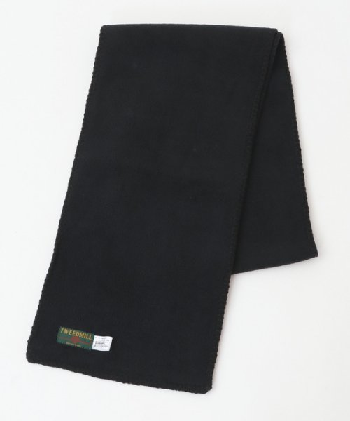 FUSE(フューズ)/【TWEEDMILL（ツイードミル）】Fleece Scarf with blanket stitch/ブラック