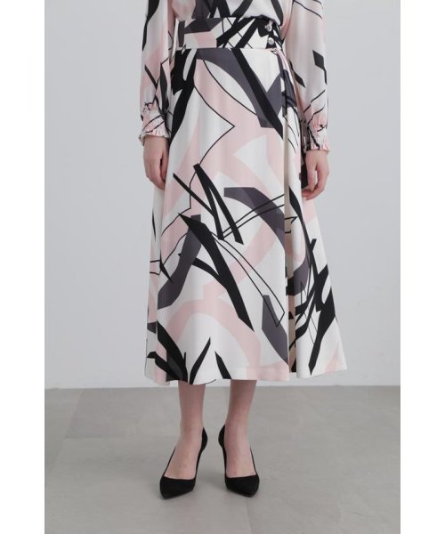 ◆ジオメトリックアートプリントスカート 