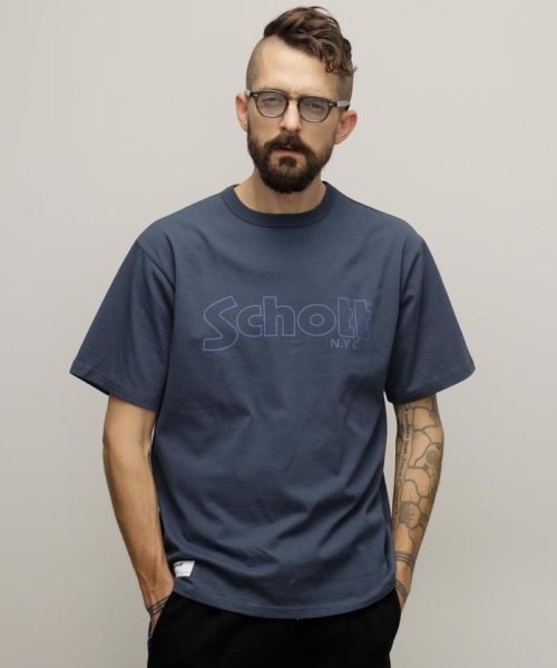 Schott(ショット)/T－SHIRT "BASIC LOGO"/Tシャツ "ベーシックロゴ/ネイビー