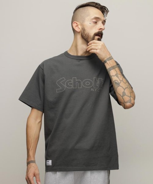 Schott(ショット)/T－SHIRT "BASIC LOGO"/Tシャツ "ベーシックロゴ/チャコール