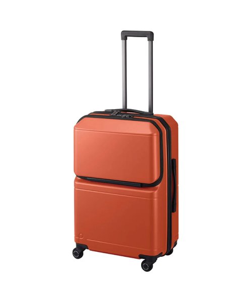 ProtecA(プロテカ)/10年保証 プロテカ スーツケース Mサイズ 62L 軽量 中型 日本製 フロントオープン 静音キャスター ストッパー Proteca 01342/オレンジ