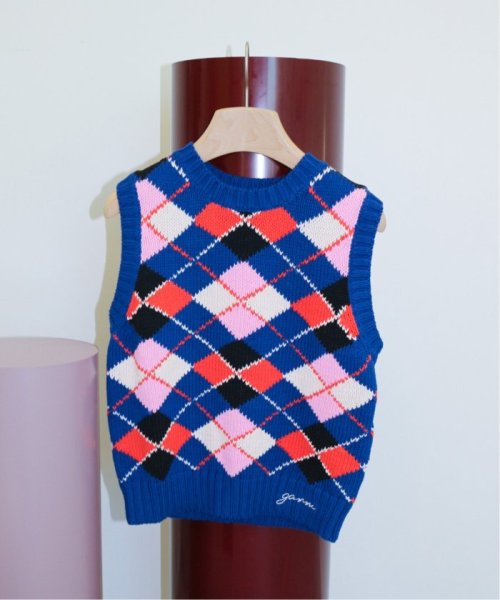 U by Spick&Span(ユーバイ　スピック＆スパン)/【GANNI/ガニー】 Graphic Cotton Vest/ブルーA