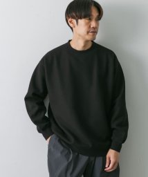 URBAN RESEARCH DOORS(アーバンリサーチドアーズ)/ワッフルフリースクルーネックプルオーバー/BLACK