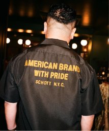 Schott(ショット)/TC WORK SHIRT"AMERICAN BRAND WITH PRIDE EMB"/刺繍ワークシャツ/ブラック