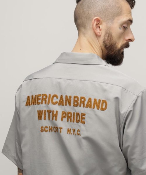 Schott(ショット)/TC WORK SHIRT"AMERICAN BRAND WITH PRIDE EMB"/刺繍ワークシャツ/グレー