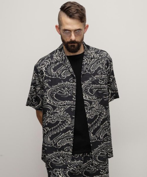 Schott(ショット)/HAWAIIAN SHIRT "DRAGON"/ハワイアンシャツ "ドラゴン/チャコール