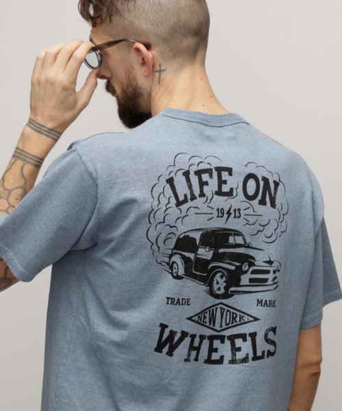 Schott(ショット)/HEATHER T－SHIRT "LIFE ON WHEELS"/ヘザーTシャツ "ライフ オン ホイールズ/ネイビー