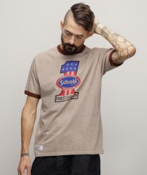 Schott(ショット)/HEATHER TRIM T－SHIRT"NO.1 AMERICAN"/ヘザートリムTシャツ "ナンバーワン アメリカン/ブラウン