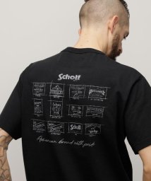 Schott(ショット)/T－SHIRT "ARCHIVE STAMPS"/Tシャツ "アーカイブスタンプ/ブラック