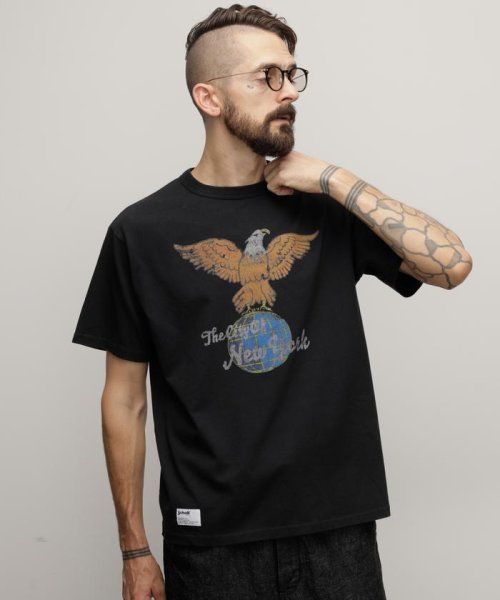 Schott(ショット)/T－SHIRT "EAGLE GLOBE"/Tシャツ "イーグル グローブ/ブラック