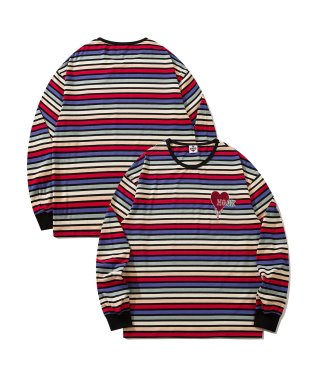 HOOK/HOOK －original－　溶けるハート刺繍カラフルボーダー長袖tシャツ/505760812