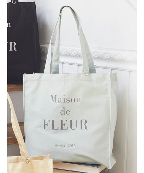 Maison de FLEUR(メゾンドフルール)/EC限定ブランドロゴプリントスクエアトートバッグ/ミント