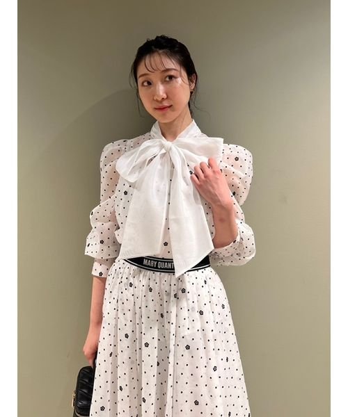 定価3万未使用美品エムズグレイシーフリルドットブラウスブラウン水玉  