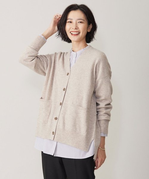 J.PRESS LADIES(J．プレス　レディス)/【洗える】CASHMERE BLEND Vネック カーディガン/ベージュ系