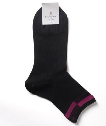 LANVIN en Bleu(ladies socks)(ランバンオンブルー（レディスソックス）)/綿混リブソックス/ブラック